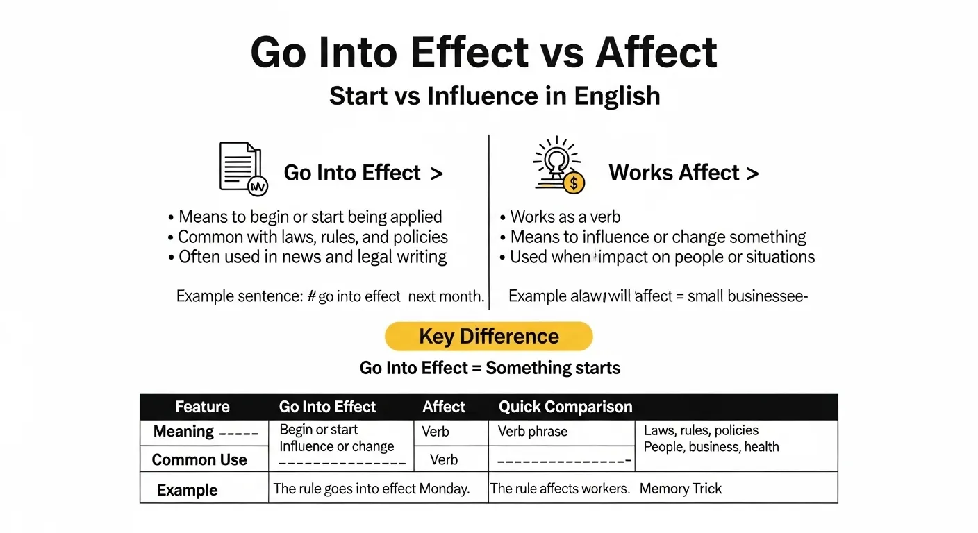 go into effect or affect