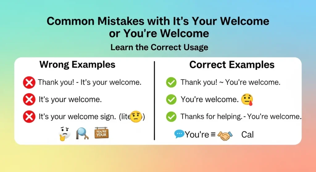 ⚠️ Common Mistakes with It’s Your Welcome or You’re Welcome