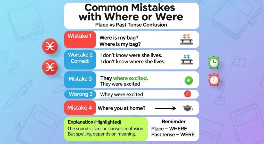❌ Common Mistakes with Where or Were