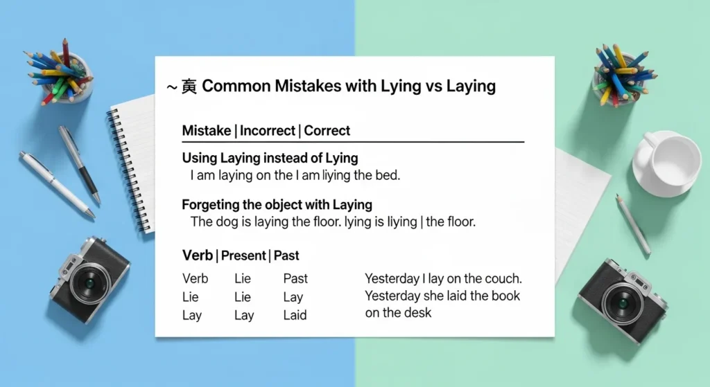 ❌ Common Mistakes with Lying or Laying