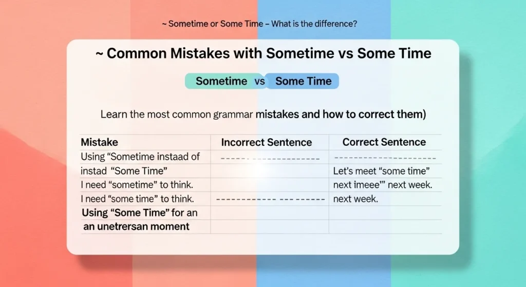 ❌ Common Mistakes with Sometime or Some Time