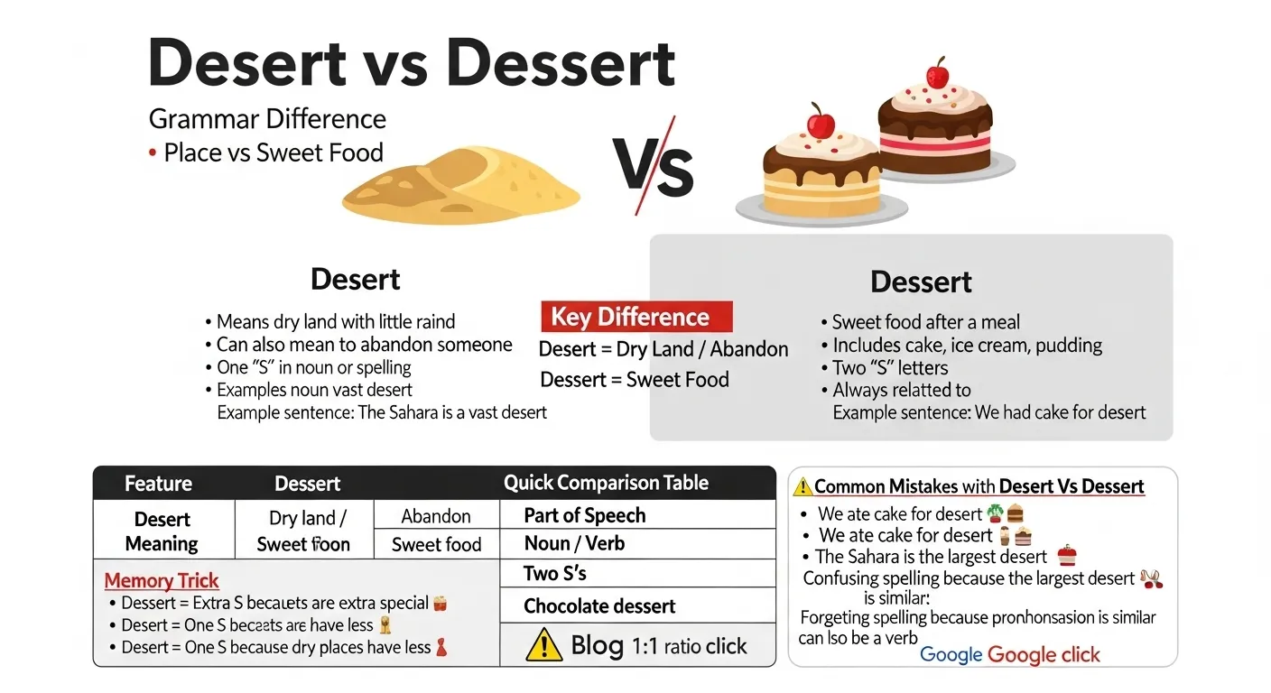 desert vs dessert grammar difference