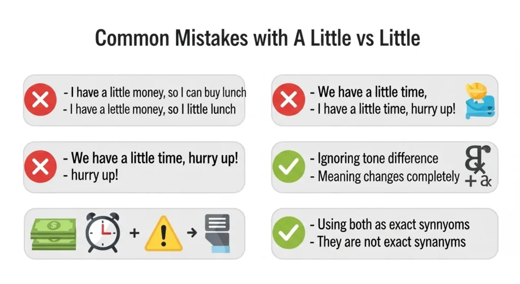 ❌ Common Mistakes with A Little vs Little