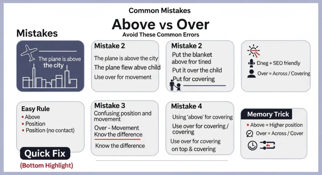 ❌ Common Mistakes with Above vs Over