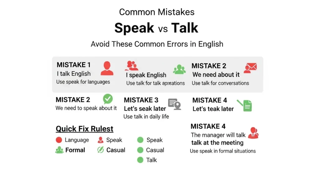 ❌ Common Mistakes with Speak vs Talk